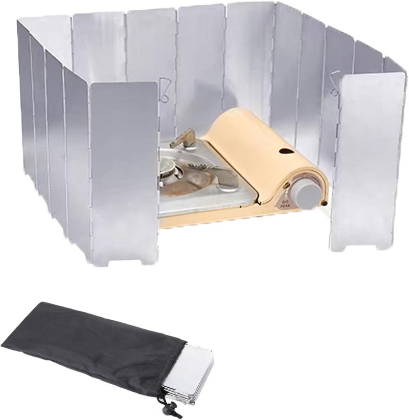 Wind Tour Outdoor Stove Windscreen Ultra light Aluminum foldable Camping Stove Windshield with Carrying bag for Butane Stoves Picnic (16 Plates) - Image 1